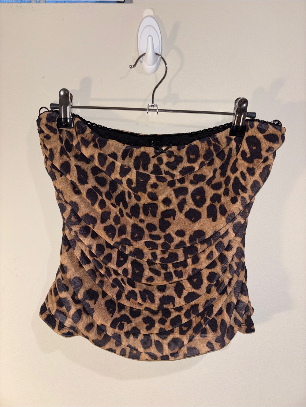 Cotton Candy Leopard Print Strapless Camisole Corset - Brown & Black